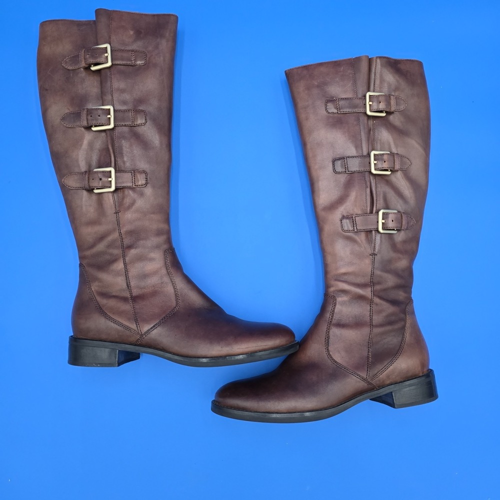 Ecco Hobart Buckle‎ Riding Boots EUR 40 Womens Size 9-9.5 Brown Leather EUC - Picture 3 of 16